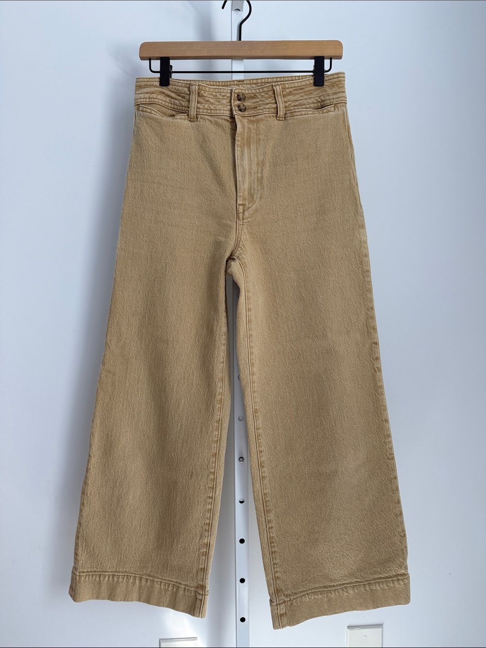 Faherty Harbor crop jean gilded sand wash wide leg size 28